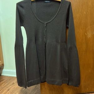 AMISU EXPRESSO BROWN BOHO CARDIGAN SWEATER SIZE SMALL.